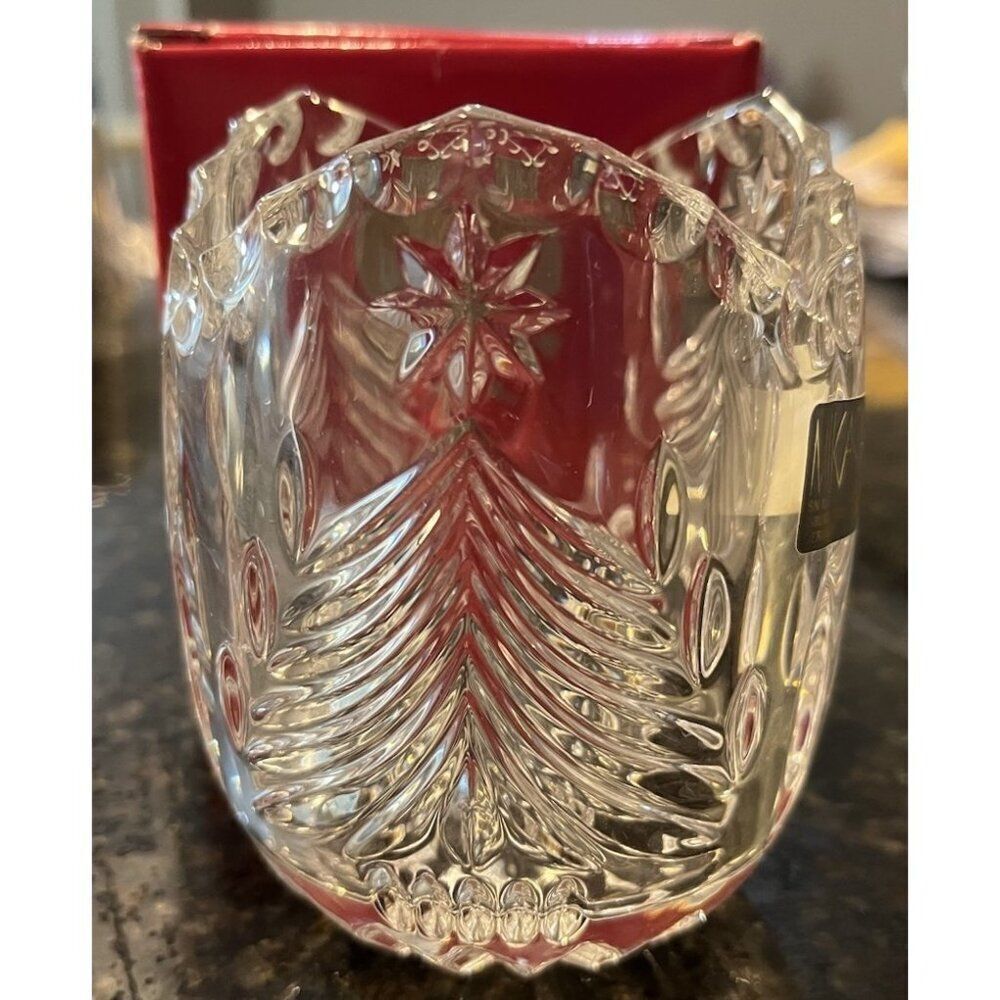 Mikasa Germany Crystal Christmas Tree Tea Light Votive Candle Holder Small Vase